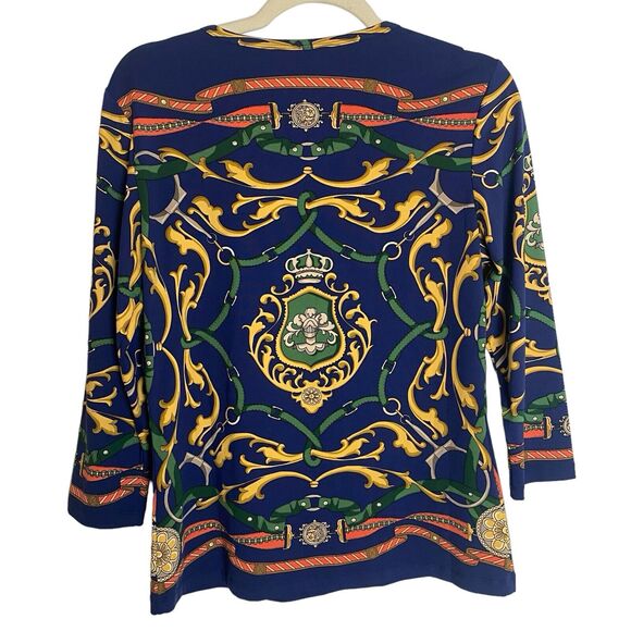 J McLaughlin Womens Top Medium Catalina Cloth Equestrian Horse Bit Long Sleeve - Picture 2 of 8